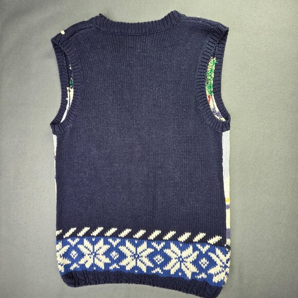 Vintage Crystal Kobe Sweater Vest Womens Medium Navy Ugly Christmas Snowman 90s - Picture 6 of 9